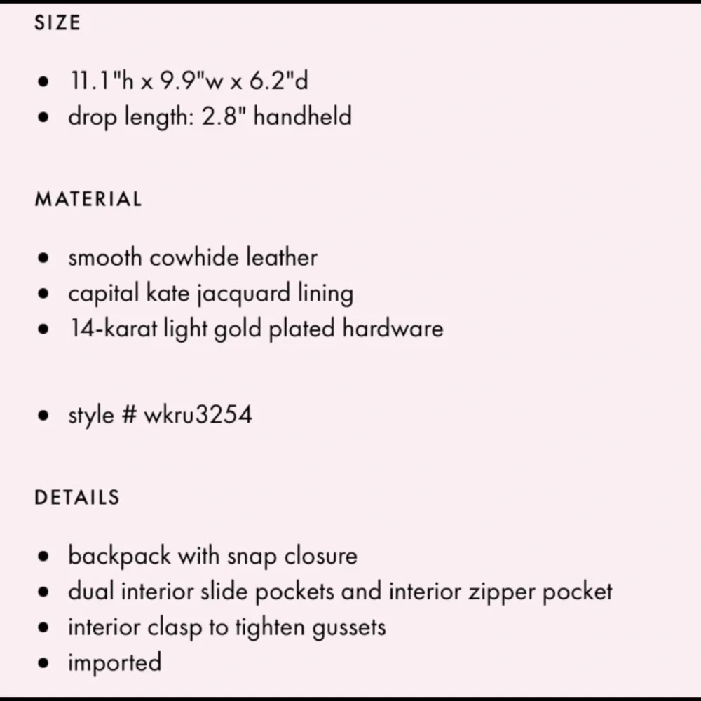 ♠️ Kate Spade ♠️ Hamilton Heights Cody Navy “Off Shore” Leather Backpack - Picture 7 of 8